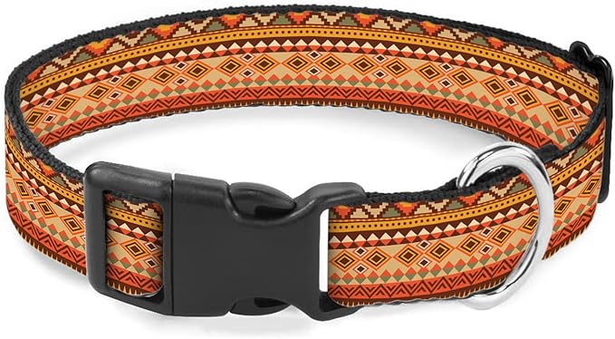 Brown Bohemian Aztec Pattern Dog Collar Cat Big Neck Collars Soft for Small Extra Large Heavy Duty Pet Dogs