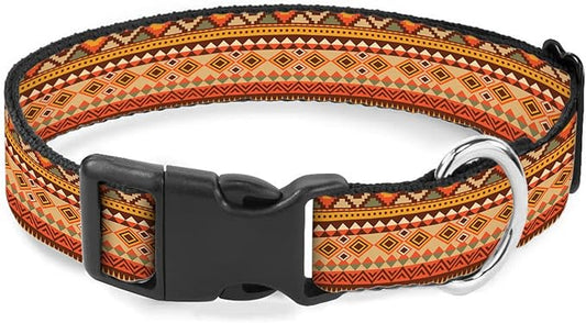 Brown Bohemian Aztec Pattern Dog Collar Cat Big Neck Collars Soft for Small Extra Large Heavy Duty Pet Dogs
