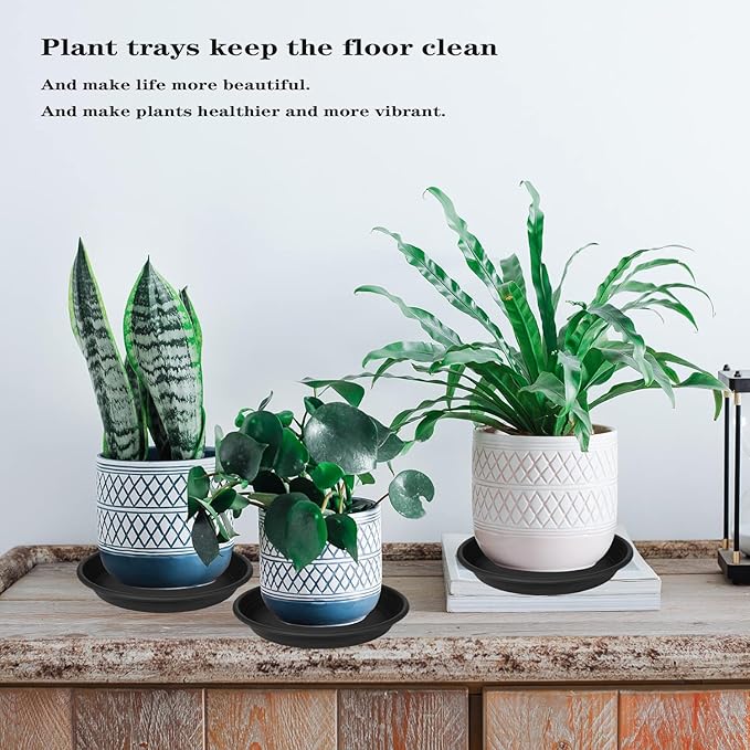 3 Pack of 18 19 inch Plant Saucer, 2.4" Depth Large Plant Tray, Heavy Sturdy Plant Drainage Tray for Indoors, Sturdy Plastic Plant Plate Water Catcher for Planter 15-19"(19", Black)