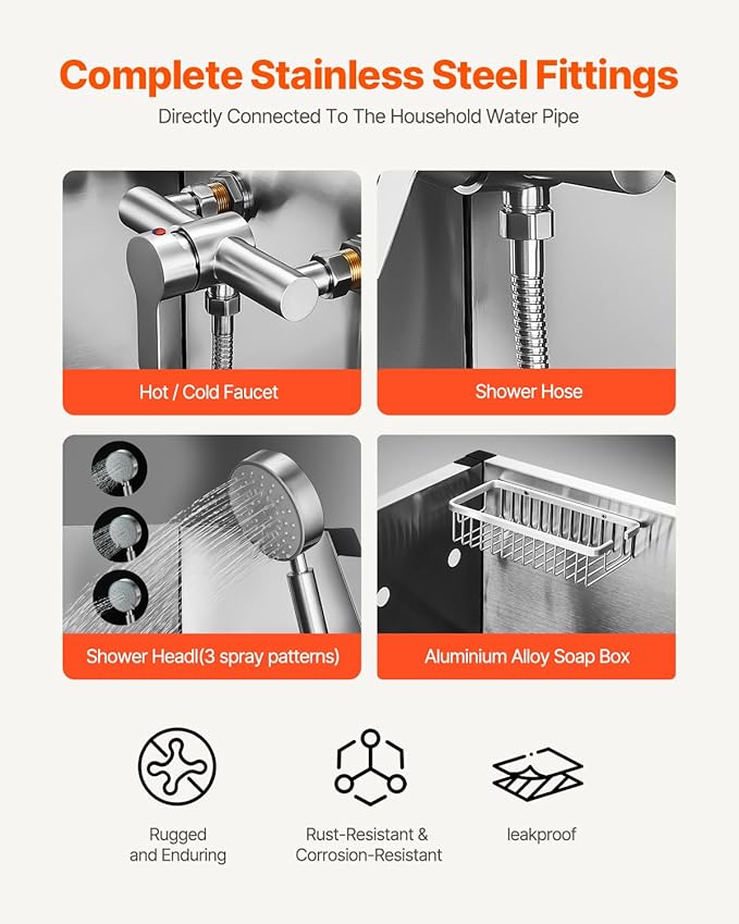 VEVOR Stainless Steel Dog Washing Station, 62 inch Pet Grooming Tub w/Stairs, PE Water Filter Board, Faucet & Showerhead & Soap Holder Dog Bathtub for Large & Medium & Small Pets (Right Door)