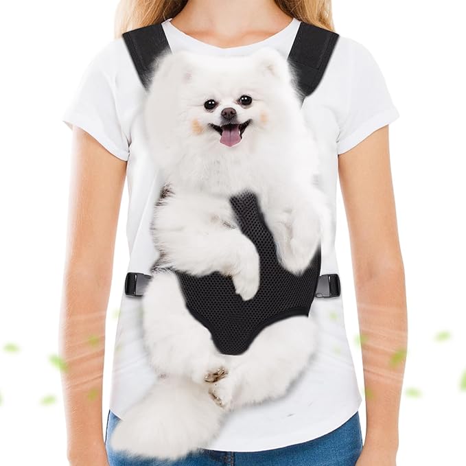 Pet Carrier Backpack, Hands-Free Adjustable Dog Front Carrier Legs Out & Easy-Fit Dog Backpack Carrier for Hiking Camping Traveling Cycling for Small Dogs and Rabbits (Large, Black)