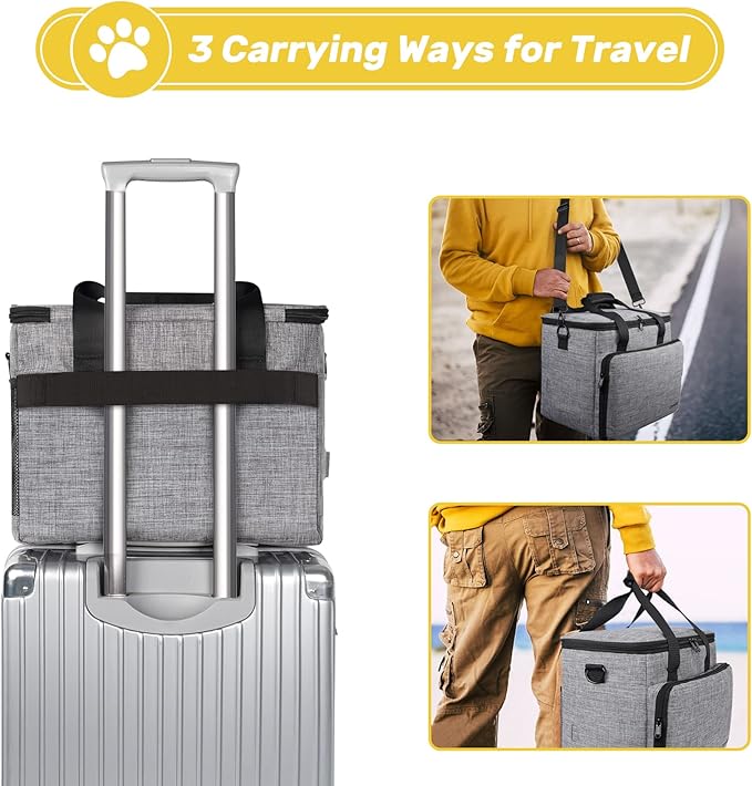 6 Set Dog Travel Bag, Large Pet Travel Kit for Supplies Includes 2 Food Containers, 1 Pet Organizer for Dogs, 2 Collapsible Bowls, 1 Treat Pouch, Dog Weekend Overnight Bag Luggage