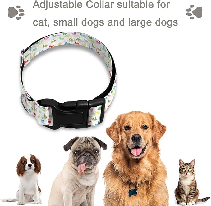 Colorful Rabbit Bunny Easter Dog Collar Soft Pet Collars for Small Medium Large Breed Dogs Cats Puppy Kitten Terrier