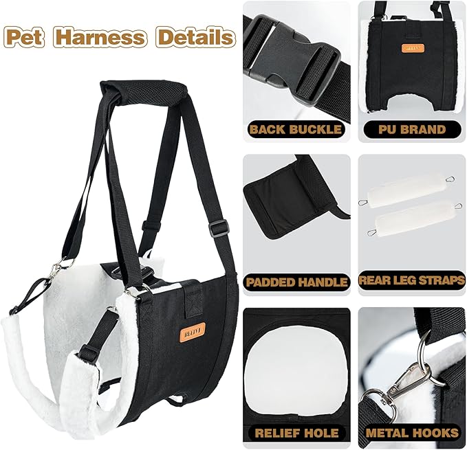 Dog Lift Harness Sling for Large Dogs - Adjustable Rear Leg Support with Padding & No-Slip Back Fixed Buckle, Hip Dysplasia/ACL/TPLO Surgery Recovery Aid, Dog Harness for Injured,Disabled/Senior Dogs
