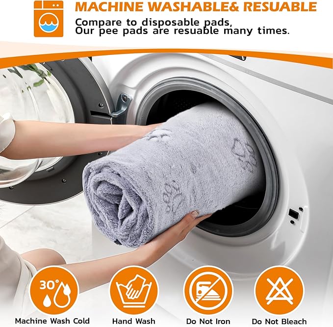 LOOBANI Washable Pee Pads for Dogs, Reusable Pee Pads for Dog Mat Puppy Pads Training Pads Non Slip Whelping Pad for Dog Playpen, Crate, Car, Grey 2 Pack 36 x 36 in