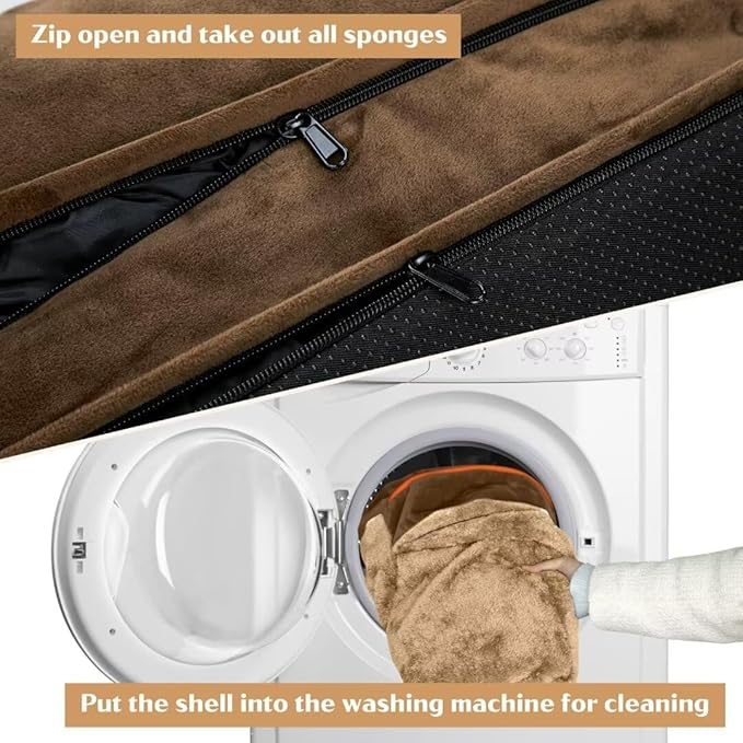 Comfort Expression Cooling Dog Beds Orthopedic, Waterproof Memory Foam Dog Bed for Large Dogs, Washable Dogs Beds with Removable Cover, Pet Sofa Couch with Bolster(Large,Khaki Brown)