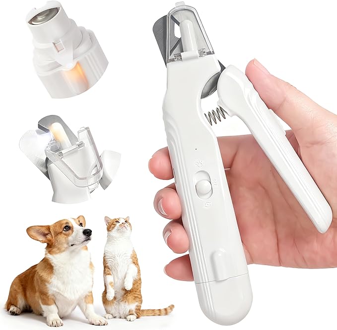 2 in 1 Dog Nail Trimmers & Dog Nail Grinder for Large Medium Small Dogs Cats Claw Trimmer with 2 LED Lights & Splash Guard, Ultra-Quiet, USB Rechargeable Pet Claw Care Grooming