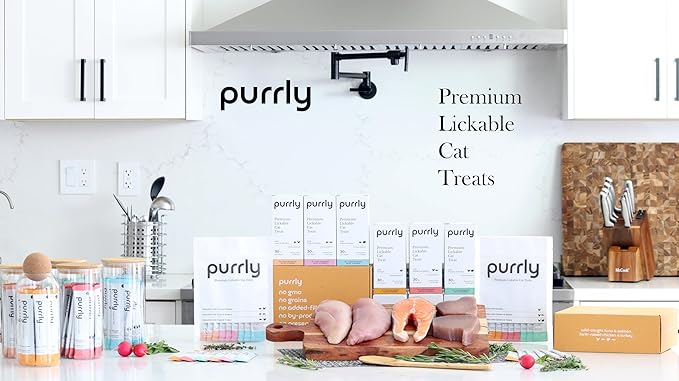 Purrly Healthy Premium Cat Treats Snack Topper Tuna Variety Bundle (90 Count) Lickable Wet Squeezable Hydrating Interactive Seafood Grain-Free Naturally Flavored Non-GMO No-Preservative