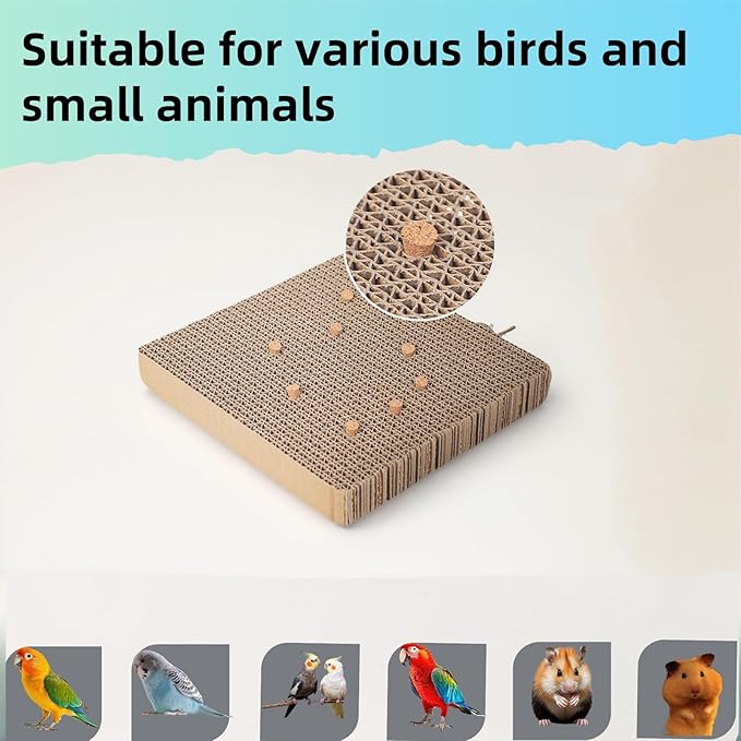 2-Pack Bird Platform Perch | Foraging & Shredding Toy for Parakeets Cockatiels Conures | Chewable Cardboard Perch Stand for Small Parrots Cage