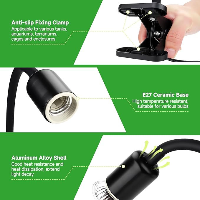 Reptile Heat Lamp Turtle Basking Light Bulbs with Cycle Timer, 360° Rotatable Dimmable Aquarium UVA UVB Reptile Light Bearded Dragon Tank Accessories 2 Pack Heat Bulbs for Turtle Lizard Snake Cage