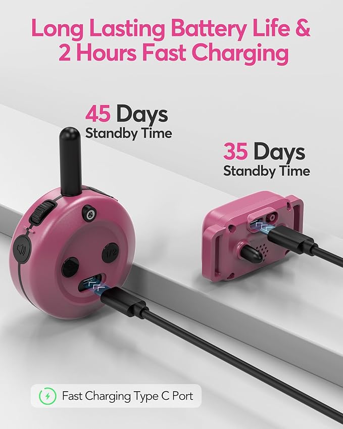 Jugbow Dog Training Collar - 3/4 Mile Remote Dog Shock Collar with 3 Training Modes, Electric Collars with LED Light & Security Lock, IPX8 Waterproof Rechargeable E-Collar for Large Medium Dogs (Pink)