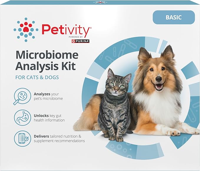 Petivity Microbiome Analysis Kit — Basic for Cats and Dogs, Powered by Purina - 4.8 oz. Box