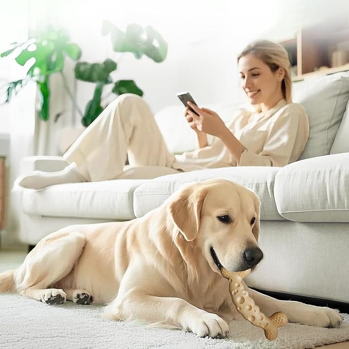 Dog Chew Toy for Aggressive Chewers Bacon Flavored Indestructible Dog Bone Toys for Medium/Large Breed to Keep Them Busy