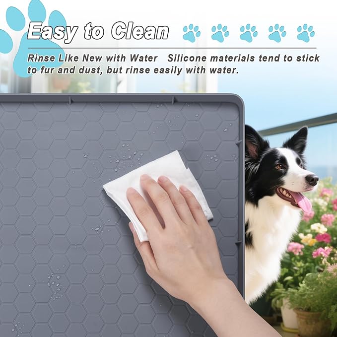 Pee Pad Tray Holder for Dogs, Extra Large Soft Silicone Pet Pad Holder 34" x 22" Pee Pads, Non-Slip High Edge for Leak-Proof Urine, Floor, Cat Litter Mat with Complimentary 6 Clamps