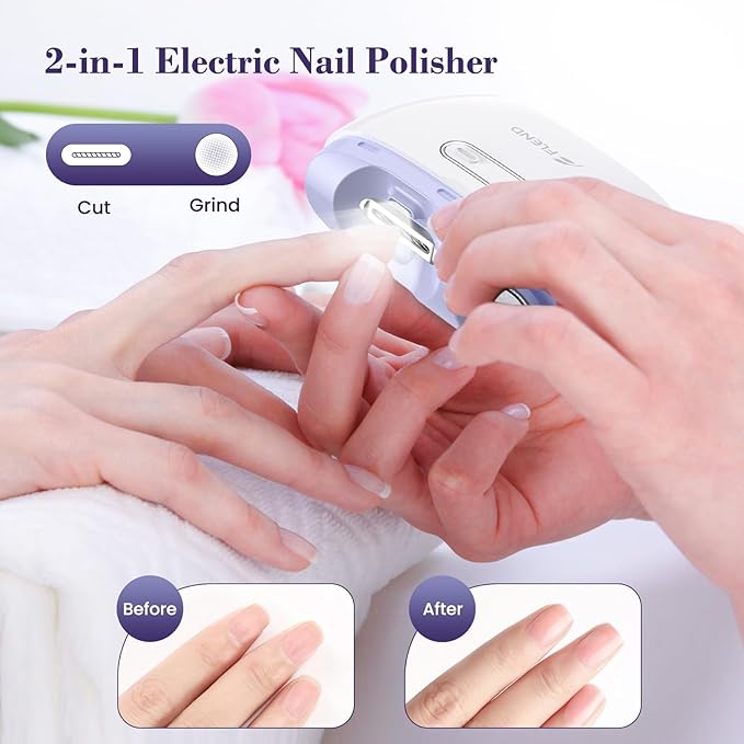 Electric Nail Clipper,2-in-1 Automatic Nail Clipper,Electric Nail Grinder,40DB Baby Nail Trimmer,LED Light Electric Nail Trimmer for Baby,Kids,Adults,Seniors,Manicure Set,Baby Nail Kit Portable White