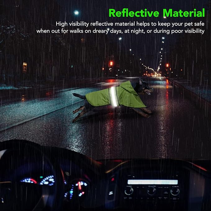 Dog Raincoats - Waterproof Dog Coat Hooded Reflective Puppy Rain Jacket with Leash Hole, Lightweight Pet Apparel Poncho Slicker for Dog Walking (Small, Green)