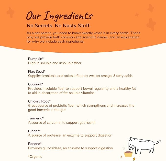 kin+kind Organic Pumpkin Powder for Dogs & Cats for Healthy Poop - Made in USA - Natural Pumpkin Powder Formula w/Flax Seed, Ginger, Turmeric & Coconut - Nutritional Supplement - Large 8oz