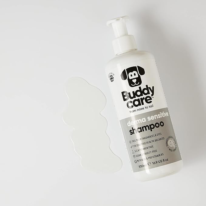 Derma Sensitive Dog Shampoo by Buddycare | Dry Skin & Itchy Skin Relief for Smelly Dogs | Deep Cleansing for Dogs Puppy Sensitive Skin | Dog Shampoo & Conditioner | with Aloe & Vitamin B5 (16.90oz)