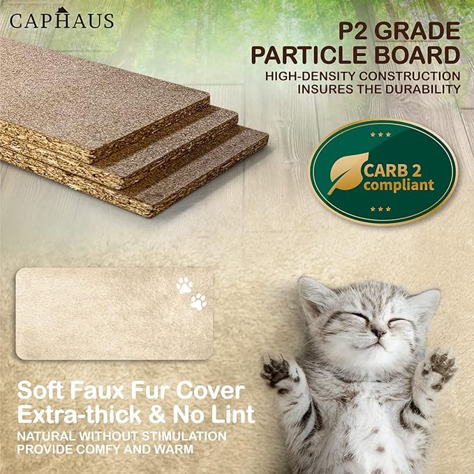 CAPHAUS Tall Climbing Modern Indoor Play Tower for Large Cats Kittens, 70-Inch with Top Perch, Cat Cave Condo, Cat Tree w Hammock, Multi-Level Cat Activity Tree w Cute Scratching Posts