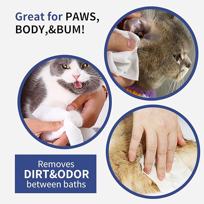 MIOSSZI Pet Cleaning Wipes Bundle, Dog & Cat Grooming Wipes, 160 Count Body Wipes, 130 Count Eye Wipes, Hypoallergenic with Coconut Oil & Aloe Vera for Paws, Face, Fur & Tear Stains