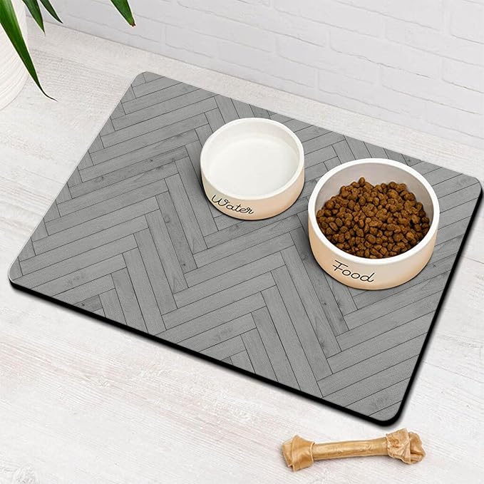 Dog Food Mats for Floors Absorbent, Pet Cat Food Mat - Quick Dry Dog Bowl Mats for Food and Water, Eco-Friendly Boho Pet Supplies