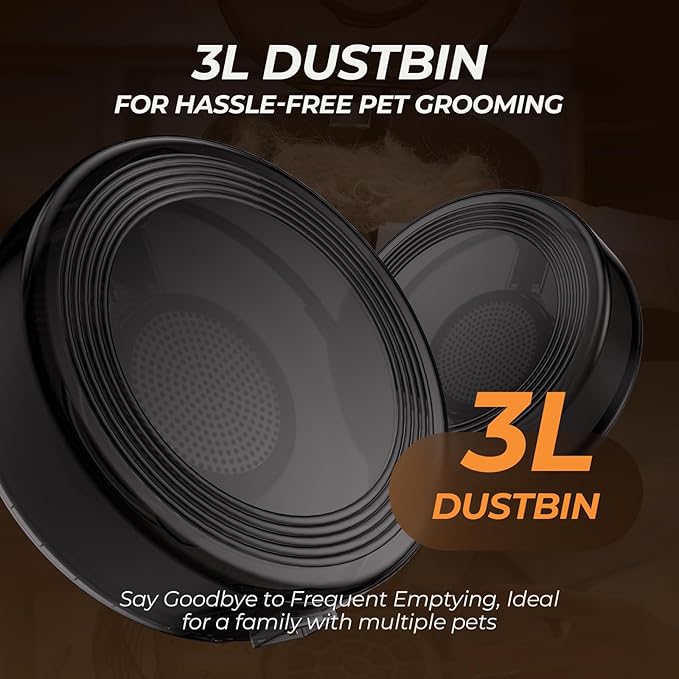 Dog Grooming Vacuum and Dryer, Pet Grooming Vacuum for Dogs with 3 Liter Canister, 15000Pa Suction Dog Vacuum for Shedding Grooming, Extra Space for Storage for 5 Grooming Kits, Grey