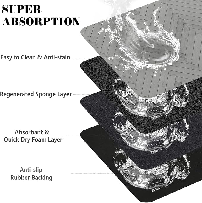 Dog Food Mats for Floors Absorbent, Pet Cat Food Mat - Quick Dry Dog Bowl Mats for Food and Water, Eco-Friendly Boho Pet Supplies