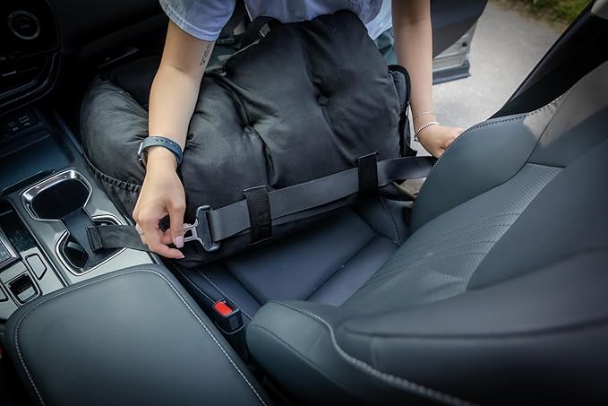 JACKO & CO - Premium Dog Car Seat v2 Booster Seat for Small & Medium Pets Under 40lbs - Machine Washable w Removable Covers, Water Resistant w Clip-On Leash for Back Seat Use (Grey/Medium (25-40lbs)