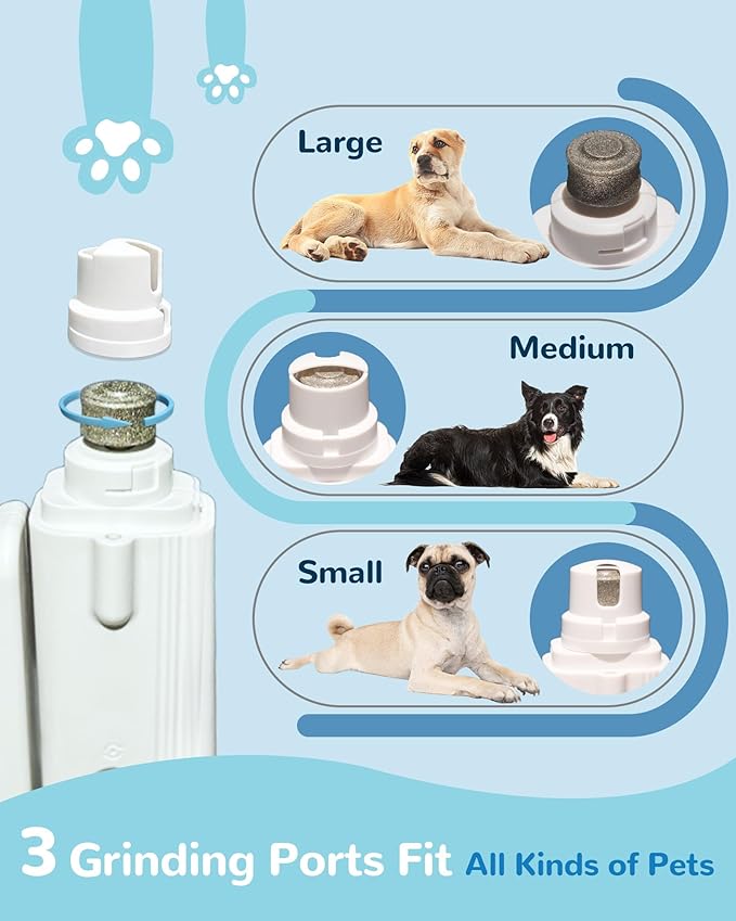 2 in 1 Dog Nail Trimmers & Dog Nail Grinder for Large Medium Small Dogs Cats Claw Trimmer with 2 LED Lights & Splash Guard, Ultra-Quiet, USB Rechargeable Pet Claw Care Grooming
