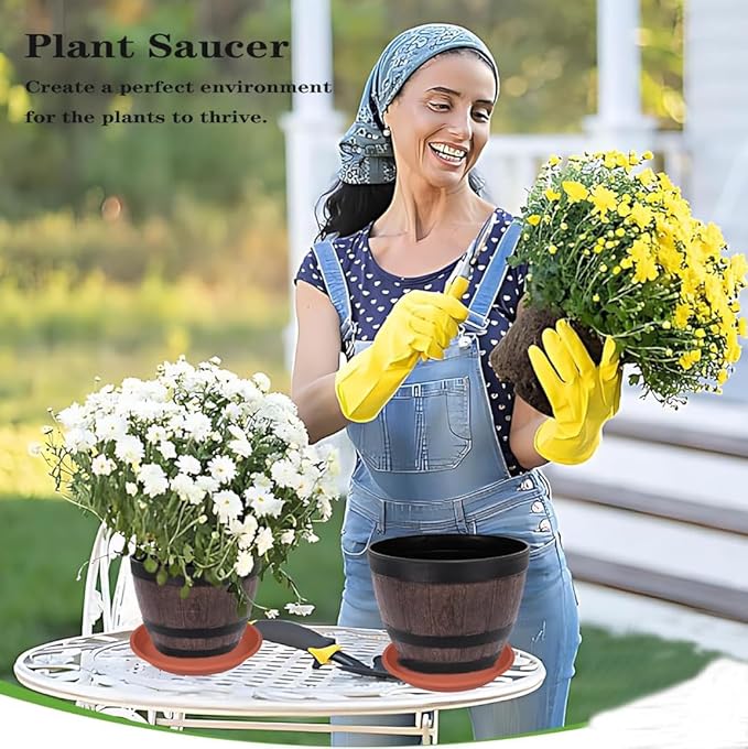 2 Pack of Plant Saucer 12 inch, 12 inch Plastic Plant Drip Trays, Heavy Duty Plant Trays for Indoors no Holes, Plant Water Tray for Planters (Terracotta)