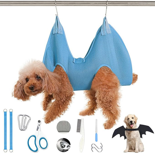 JIURUN Dog Grooming Hammock for Nail Trimming, Dog Grooming Hammock(S), Dog Sling for Nail Trimming, Hanging Harness Holder for Nail Clipping, Pet Comb Bat Costume Wings for Cats Dogs