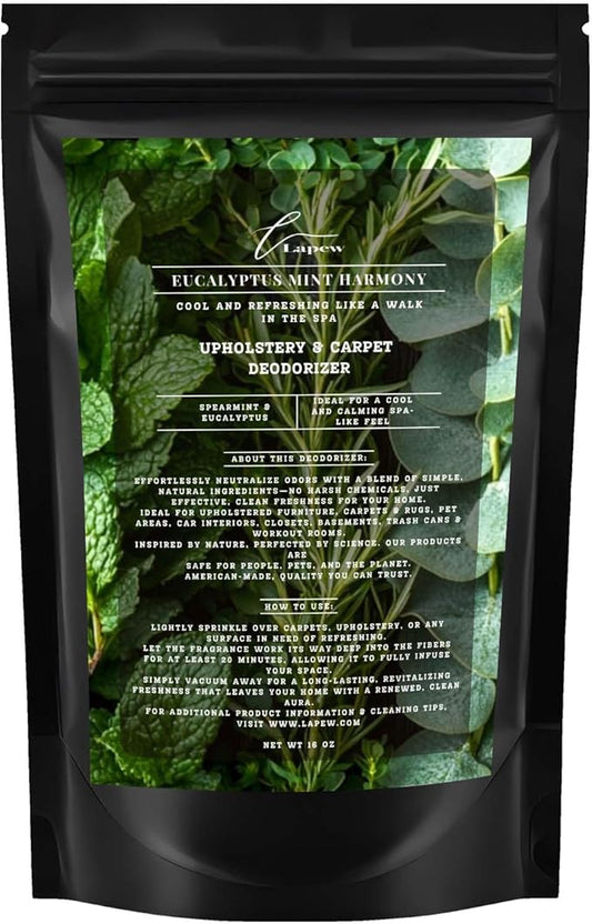 Eucalyptus Mint Harmony Carpet Freshener Powder: Powerful Odor Eliminator for Home, Upholstery Deodorizer, Carpet Deodorizer, Pet Urine, Cat Litter Box - Eucalyptus Spearmint Fragrance