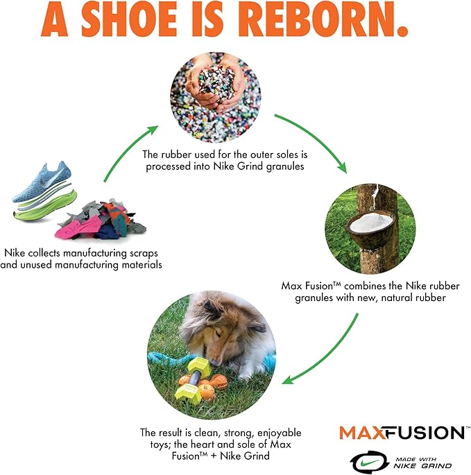 Max Fusion with Nike Grind, Arlee Phoneix Dog Toy, Chew Toy for Play, Fetch, Tug, M