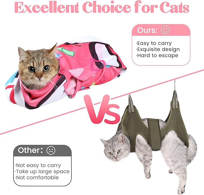 35.4" Cat Wrap for Cutting Nails, Cat Restraint for Nail Clipping, Cat Swaddle Wrap for Adult Cats, Cat Burrito Wrap Can Be Applied to Cat Nail Trimming, XX-Large, Within 22lbs