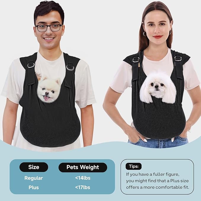 Supet Dog Carrier Sling for Small Dogs, Front Facing Cat Sling Carrier Chest, Hands Free Pet Sling Carrier, Adjustable Dog Front Carrier, Reducing Back Pain