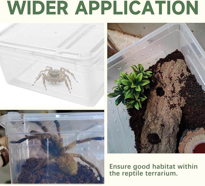 8 PCS Reptile Terrarium Plastic Clear Enclosure Portable Reptile Transport Box for Snakes, Frogs, Lizards, Insects, Scorpions, Geckos, Spiders Perfect Reptile Enclosure.