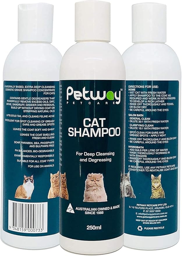Petway Petcare Cat Shampoo, Anti Dandruff Shampoo for Deep Cleanse & Degreasing, Removes Excess Oils, Dirt and Dandruff, pH Balanced, Parabens & Sulfates Free, Cruelty Free, 8.5 Fl Oz