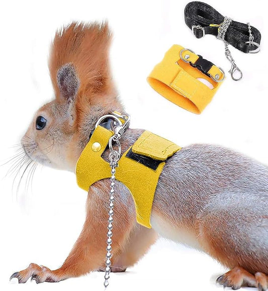 Squirrel Traction Rope Strap Anti-Biting Chain Rope, Adjustable Vest, Small Animal Walking Harness with Lead Leash, Hamster Gerbil Rat Mouse Ferret Chinchilla Small Animal Walking Leash