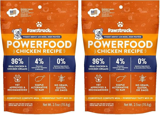 Pawstruck Air Dried Dog Food with Real Chicken, Grain Free, Made in USA, Non-GMO, Vet Recommended, High Protein Limited Ingredient Full-Feed, All Breeds & Ages, 2.5oz Trial Bag (Pack of 2)