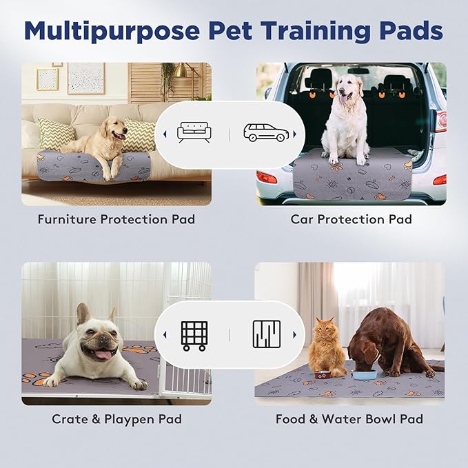 Washable Pee Pads for Dogs, Extra Large 72"x72" Super Absorbent Reusable Training Dog Pads, 100% Waterproof Non-Slip Large Dog Mat for Training, Whelping, Housebreaking, Incontinence, Playpen, Crate