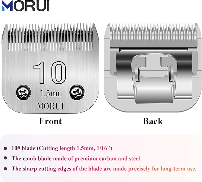 10 Cut Length 1/16"(1.5mm) Detachable Pet Dog Clipper Blades UltraEdge Series Clipper Blades for Dog Grooming Compatible with Most Andis,Oster A5 Wahl KM Series Clippers