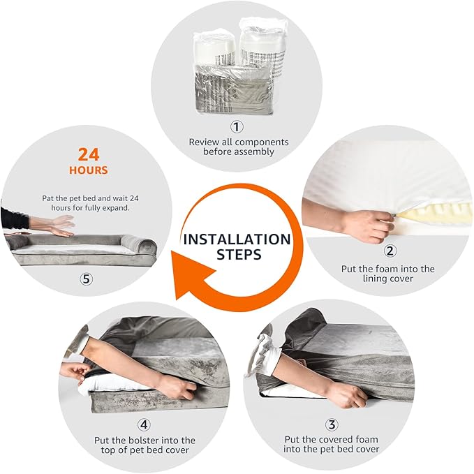 Amazon Basics Dog Bed with Cooling Gel Memory Foam, Pressure-Relief Support for Dogs up to 90lbs, Non-Slip Bottom, Machine Washable Cover, Extra Large Sized (44" x 35"), Brown