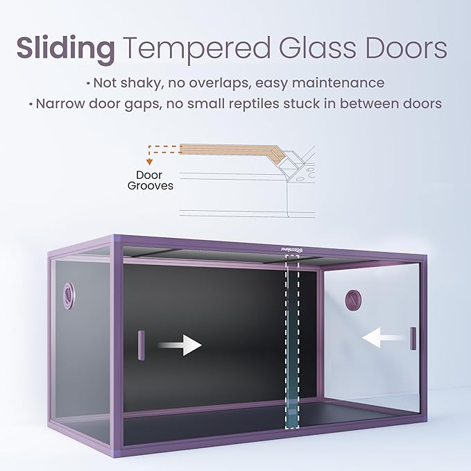 120 Gallon Bearded Dragon Tank,48" x 24" x 24" Reptile Tank with Sliding Door Top Screen Ventilation, Front Opening Reptile Enclosure for Easy Maintenance