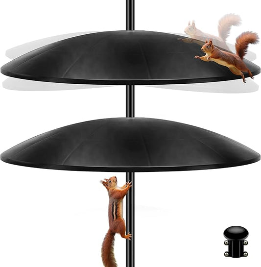 19" Extra Large Squirrel Baffle for Bird Feeder Pole,Squirrel Proof for Shepherd's Hook Outdoors, Extra Large Rain Guard for Outside Bird Feeder Pole Mount (Black) 2 Pack