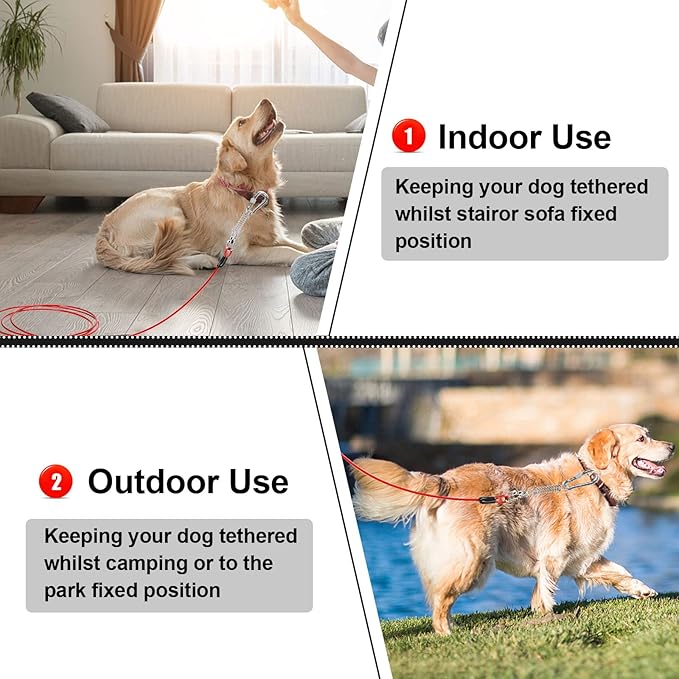 Jenico 100 FT Dog Runner Cable with Swivel Hook, Outdoor Training Line for Small to Medium Pets Up to 500 LBS