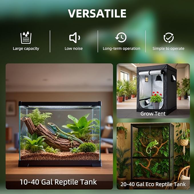 Coospider 3.8L Reptile Fogger Mister, Quiet Reptile Humidifier for Reptiles Tank, Terrarium Humidifiers with Extended Tube, Automatic Reptile Misting System for Reptiles Amphibians Herps Vivarium