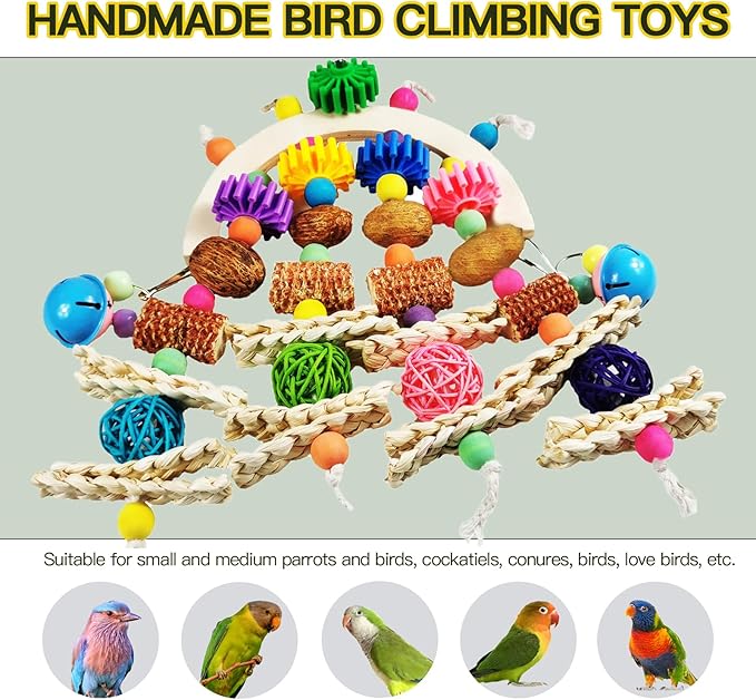 Bird Toys - Natural Corncob Wooden Mango Solid Chew Toys for Small & Medium Parrots, African Greys, Cockatiels, Lovebirds