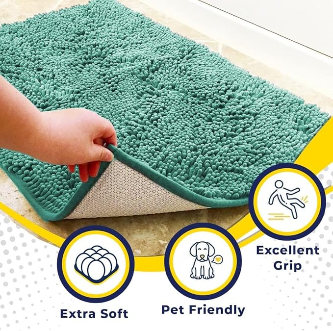 Muddy Mat® Shown on TV – Super Absorbent Door Mat Indoor, Microfiber Quick Dry Chenille Entryway Rug, Non-Slip Front Door Mat, Indoor Mats for Entryway, Machine Washable Pet Rug, Sea Green 36"x60"