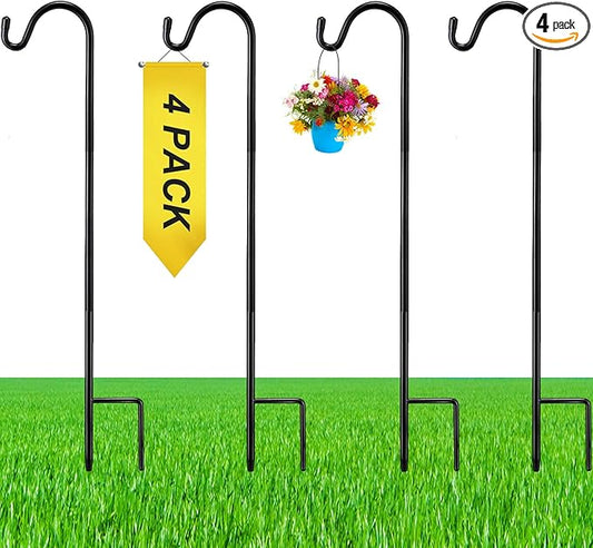 4 Pcs 24 Inch Shepherds Hook for Outdoor Adjustable Bird Feeder Pole Metal Steel Shepard Hooks for Hummingbird Stand Feeder Pole for Garden Plant, Lantern, Hanging Wedding Decor
