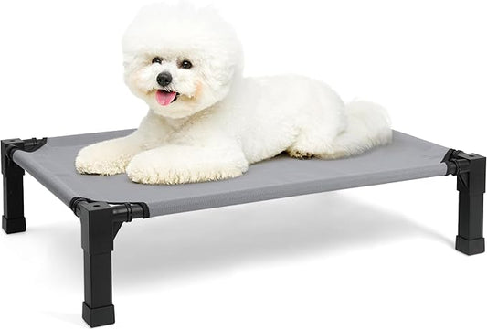 Heeyoo Elevated Dog Bed, Cooling Raised Pet Cot with Chew Proof Washable Breathable Mesh and Metal Frame, Portable Dog Cot Bed with No-Slip Feet for Outdoor or Indoor Use